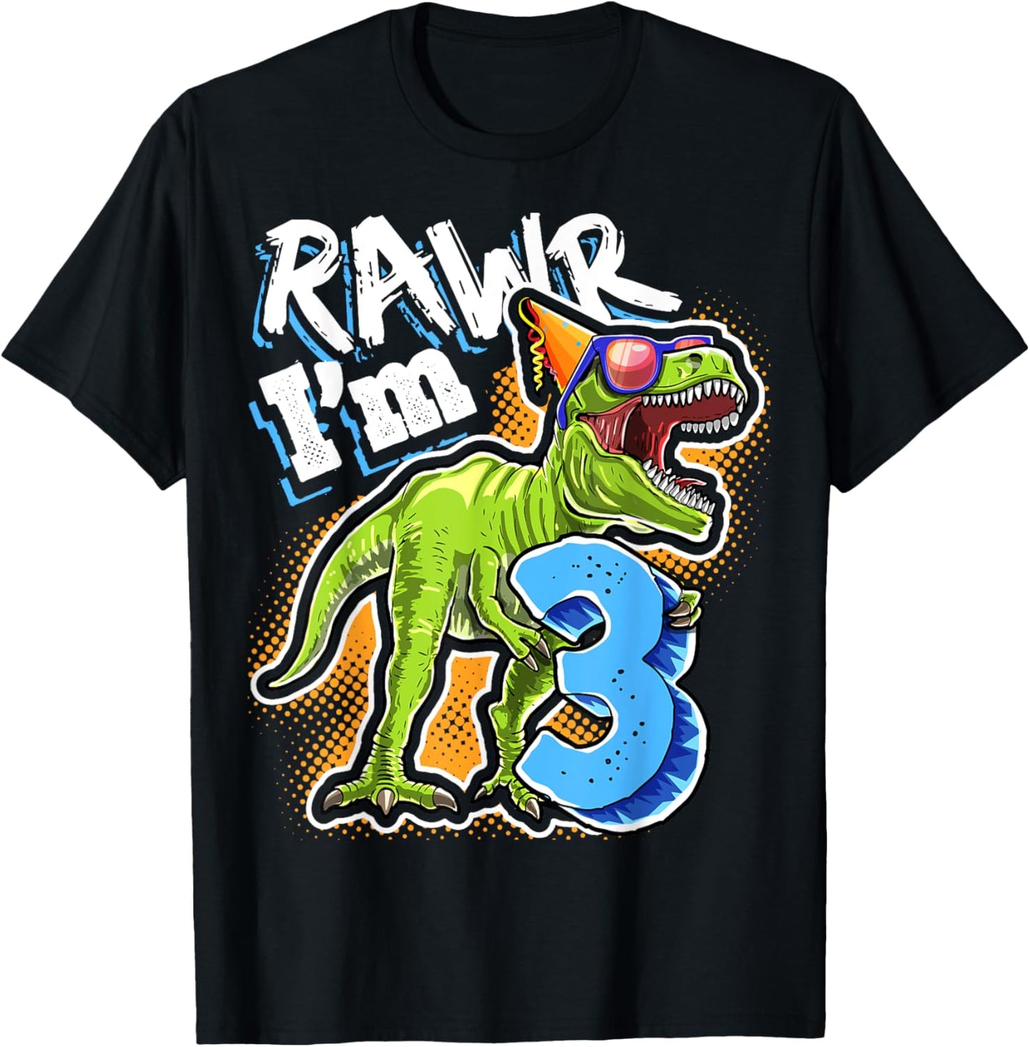 Kids Rawr I'm 3 3rd Birthday T Rex Dinosaur Party Gift Boys T-Shirt
