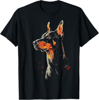 Doberman Dog Motif Pet Artwork Doberman T-Shirt