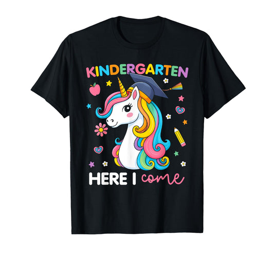 Kindergarten Here I Come Unicorn Girls Kids Back To School T-Shirt
