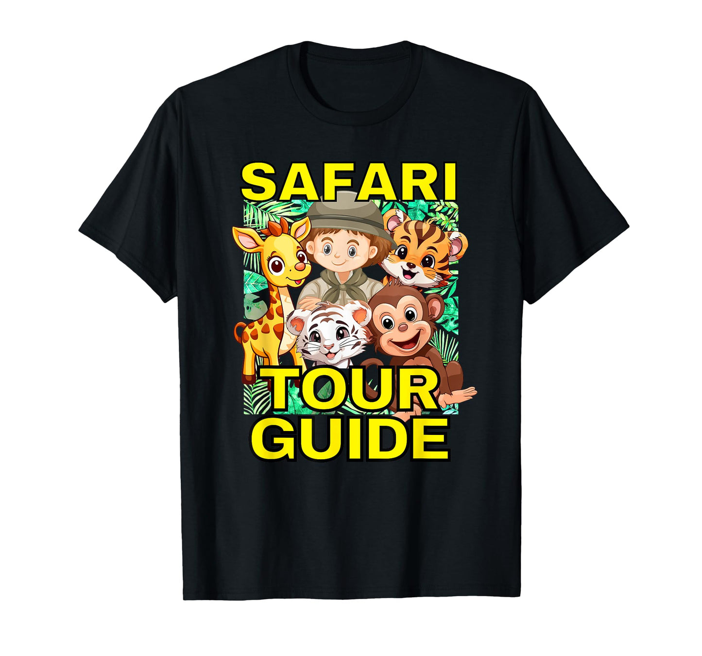 Safari Tour Guide Cute Animal Graphics T-Shirt