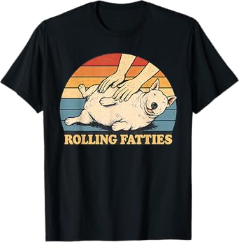 English Bull Terrier Rolling Fatties Pun Joke Dog Lover T-Shirt for Men Women