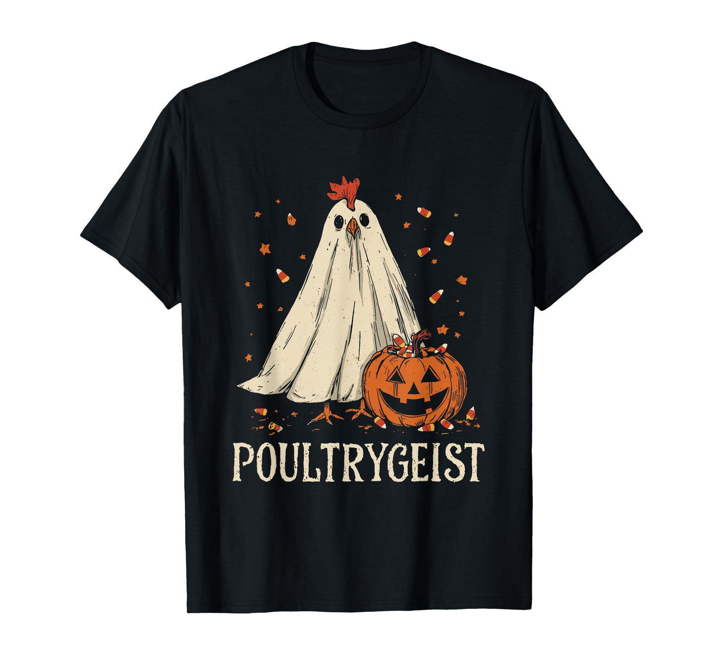 Poultrygeist Funny Chicken Ghost Pumpkin Halloween Costume T-Shirt