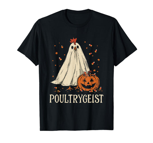 Poultrygeist Funny Chicken Ghost Pumpkin Halloween Costume T-Shirt