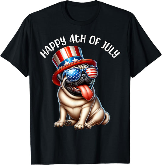 Happy Fourth of July Pug July 4th Pug T-shirt