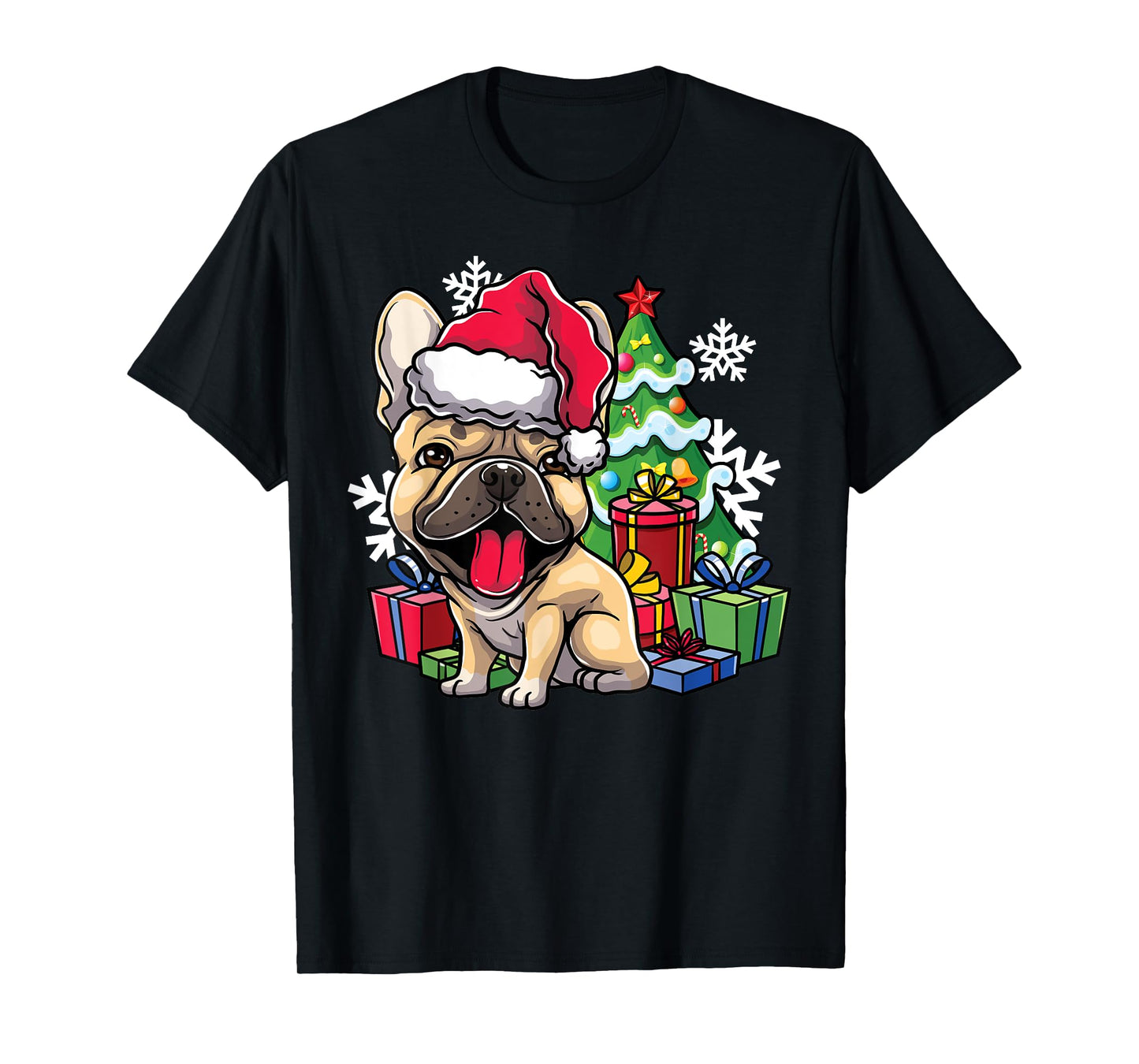 French Bulldog Christmas Santa Hat Xmas Dog Lover Gift T-Shirt for Men Women Kids