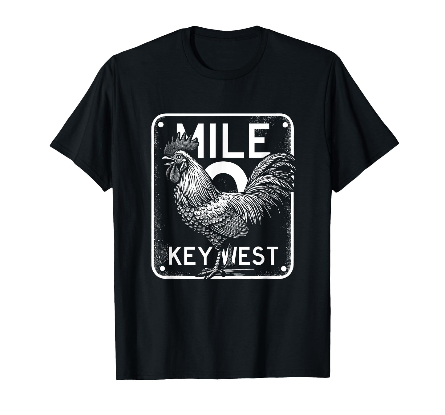 Key West Florida Chicken Retro Mile 0 Rooster Mile Marker T-Shirt