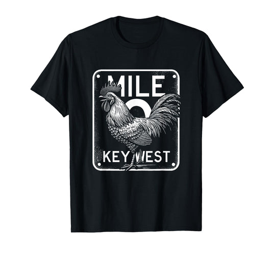 Key West Florida Chicken Retro Mile 0 Rooster Mile Marker T-Shirt