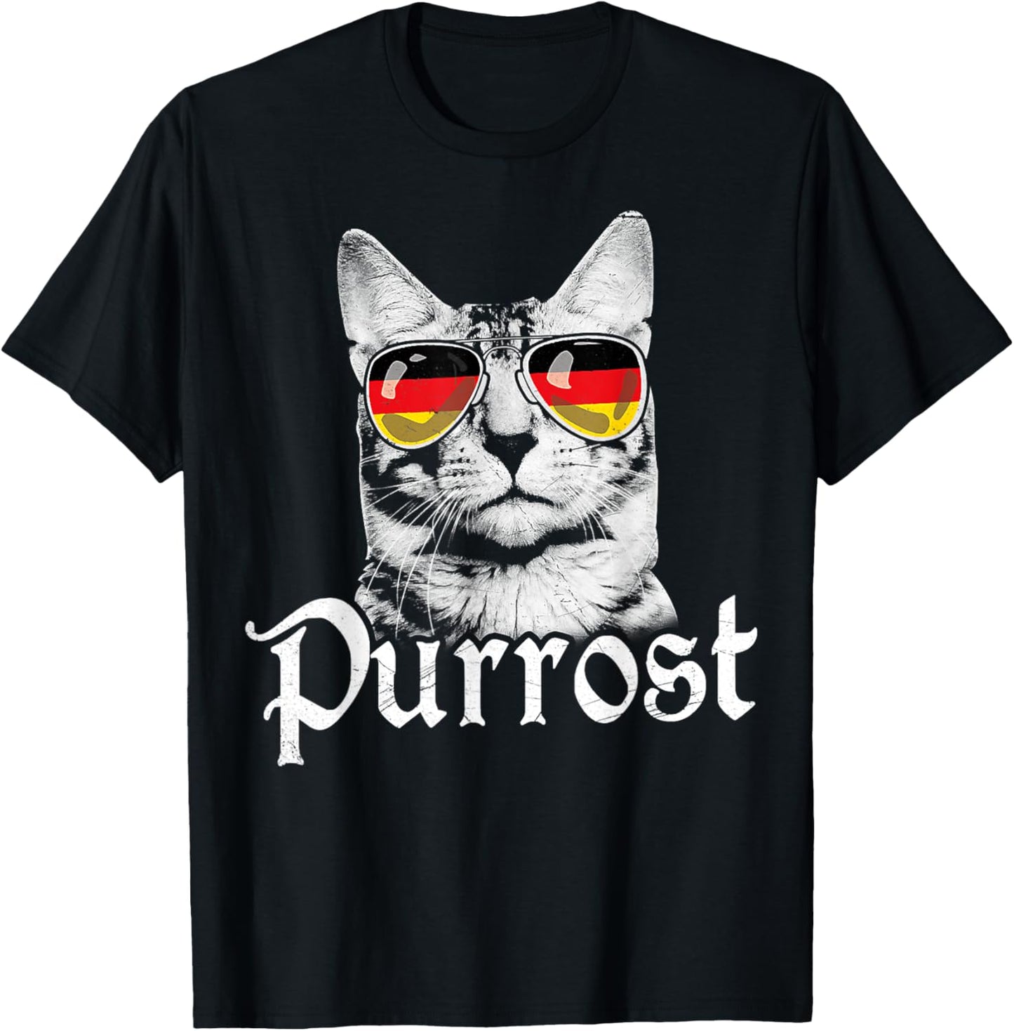 Purrost Cat Sunglasses German Flag Germany Prost Oktoberfest T-Shirt