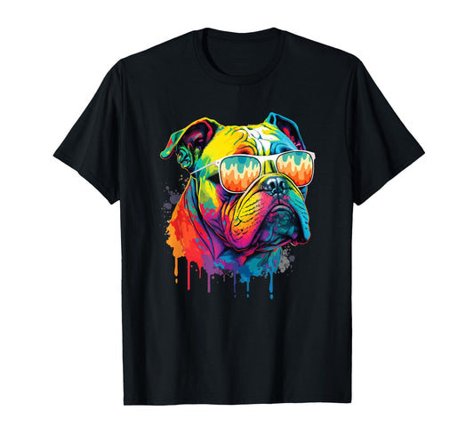 Groovy Retro English Bulldog - Dog Animal Lover Puppy Owner T-Shirt