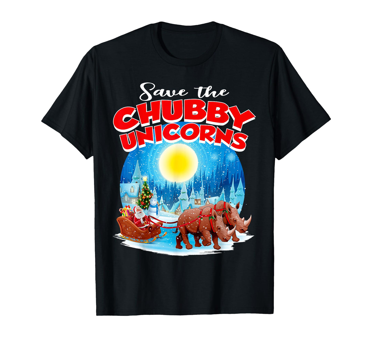 Chubbies Shirt Men Save The Chubby Unicorns Rhino Christmas T-Shirt