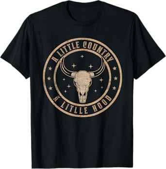 A Little Country A litlle Hood Vintage Bull Skull Western T-Shirt