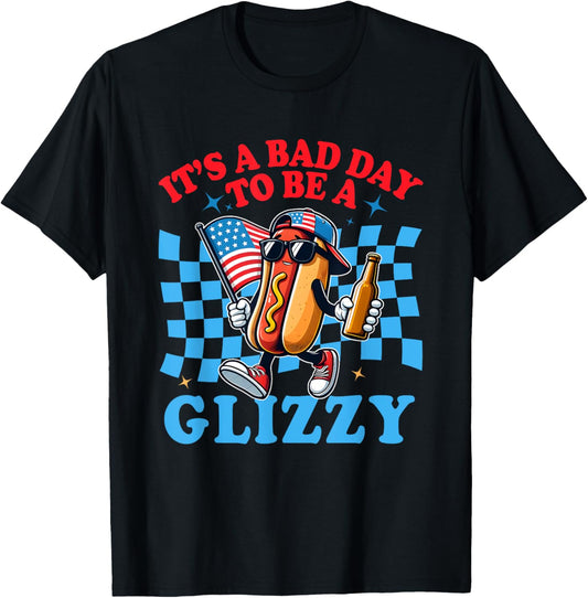 Funny Groovy It's A Bad Day To Be A Glizzy Hot Dogs Humor T-Shirt