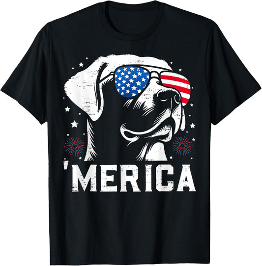 Patriotic Labrador Retriever Dog Merica US Flag 4Th Of July T-Shirt