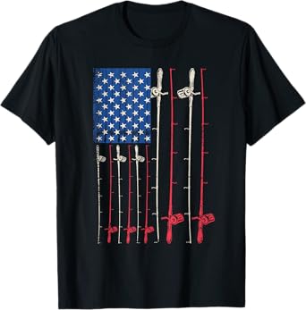 Fishing American Flag Fisherman Fish Lover USA Men Women Kid T-Shirt
