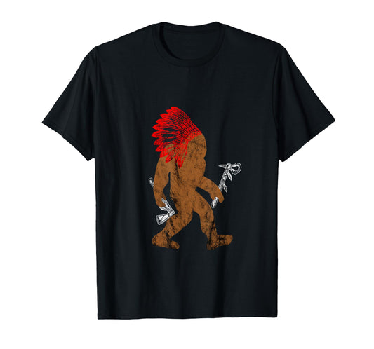 Indian Bigfoot Chief Sasquatch Western Carnival Costume T-Shirt