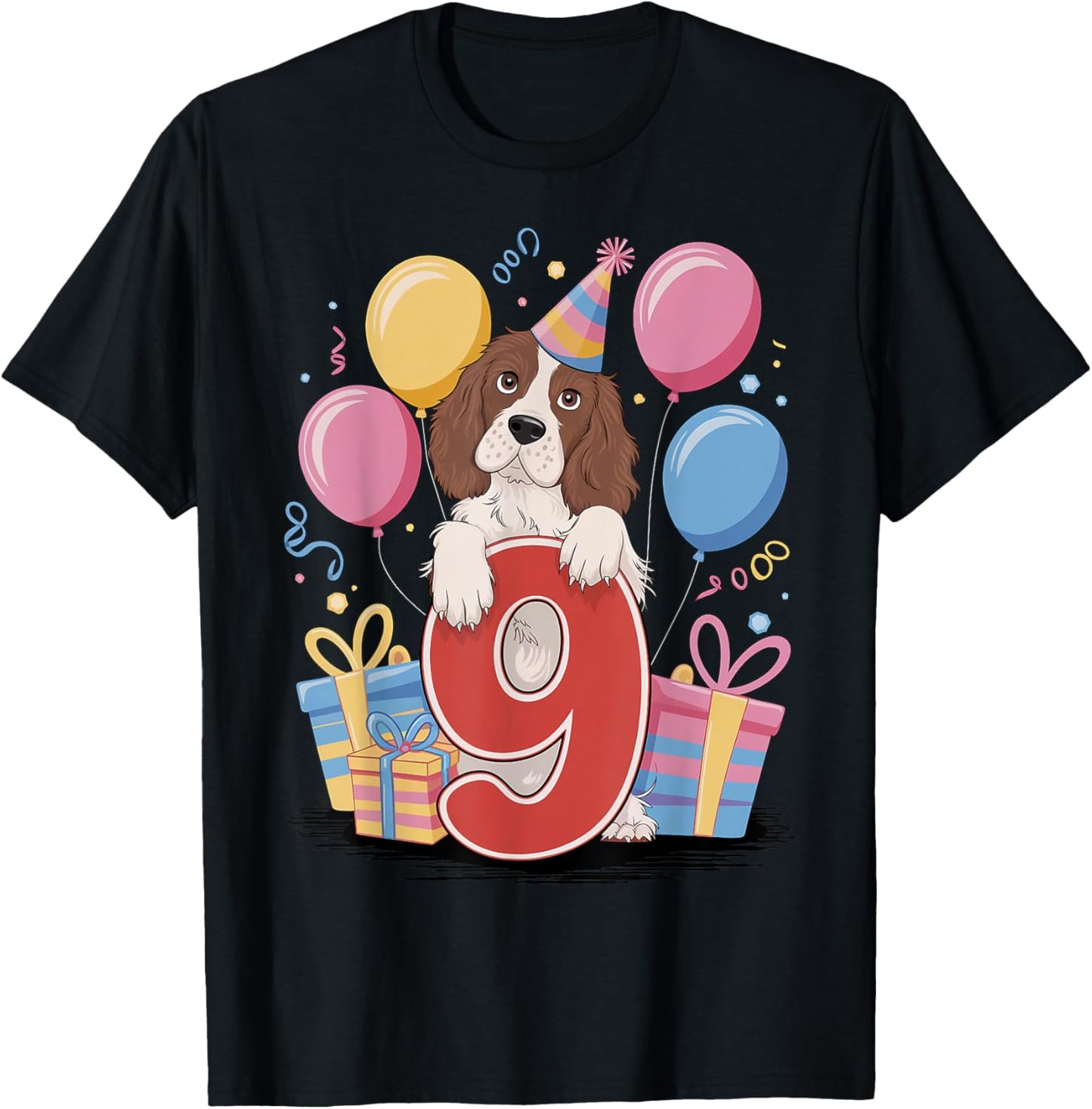 9th birthday boy girl 9 years nine English Springer Spaniel T-Shirt