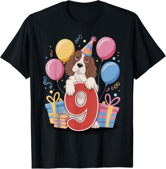 9th birthday boy girl 9 years nine English Springer Spaniel T-Shirt