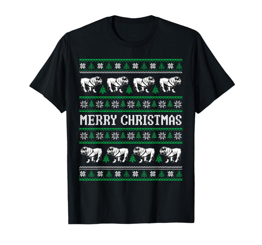 Ugly Sweater English Bulldog Dog Christmas Dog Lover Xmas Men Women Kids T-Shirt