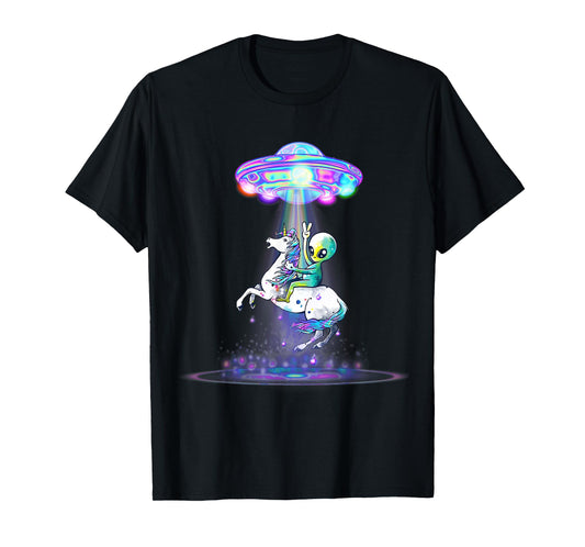 Funny UFO Alien Unicorn Galaxy T-Shirt