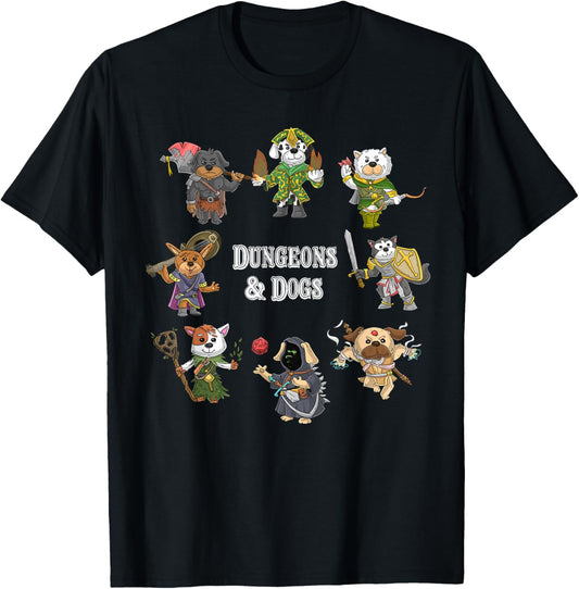 Dungeons And Dogs Cats Funny Cute Tabletop Gaming Roleplay T-Shirt