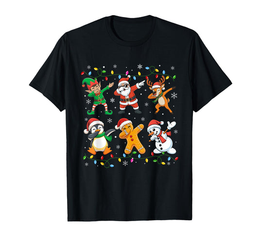 Dabbing Santa Elf Friends Christmas Boys Girls Men Xmas T-Shirt