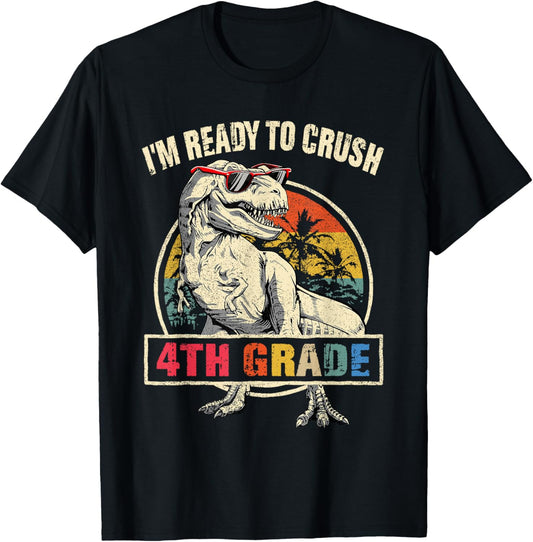 I'm Ready To Crush 4th Grade Dinosaur Back To School Boys T-Shirt