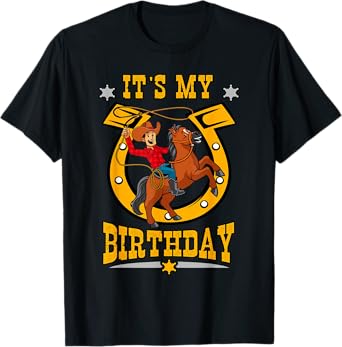 It's My Birthday Western Cowboy Boys Youth Kids Party Day T-Shirt