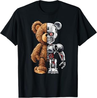 Funny Robotics Animal Lover Teddy Bear Robots Graphic Art T-Shirt