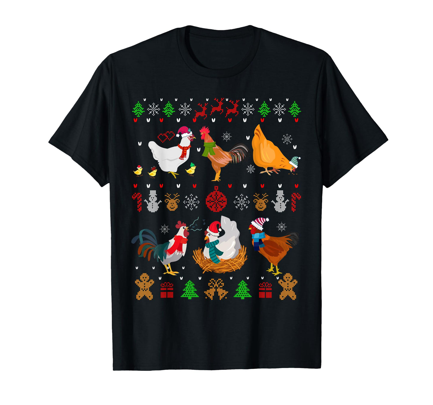 Chicken Collection Christmas Sweater Santa Chicken Farmer T-Shirt