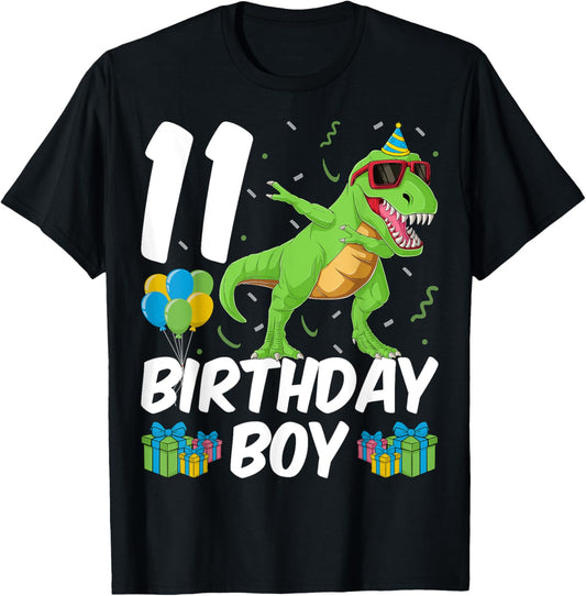 Birthday Boy 11 Years Old Dinosaur T-Rex 11th Birthday Party T-Shirt