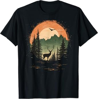 Retro Wilderness Bear Trees Reflection Outdoor Forest T-Shirt