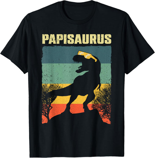 Funny Papisaurus Design For Men Dad Grandpa Dinosaur Lover T-Shirt