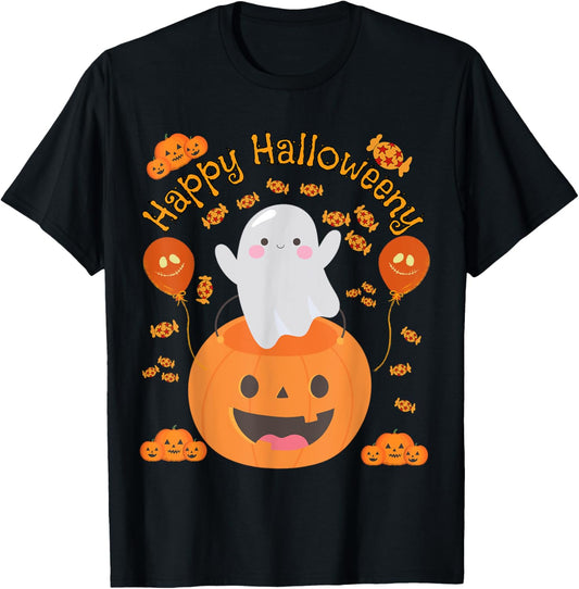 Happy Halloween -y Cute Boys and Girls Costume as a Ghost T-Shirt