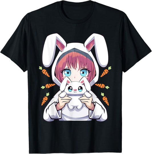 Anime Girl for Bunny Lovers and Kawaii Rabbit Teens Girls T-Shirt