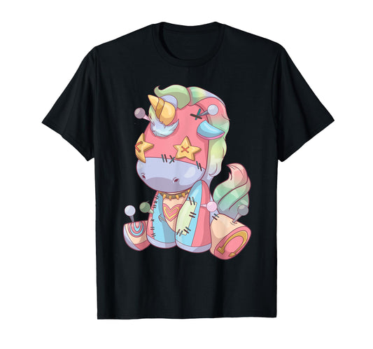 Pastel Goth Anime Kawaii Unicorn, Creepy Cute Voodoo Doll T-Shirt