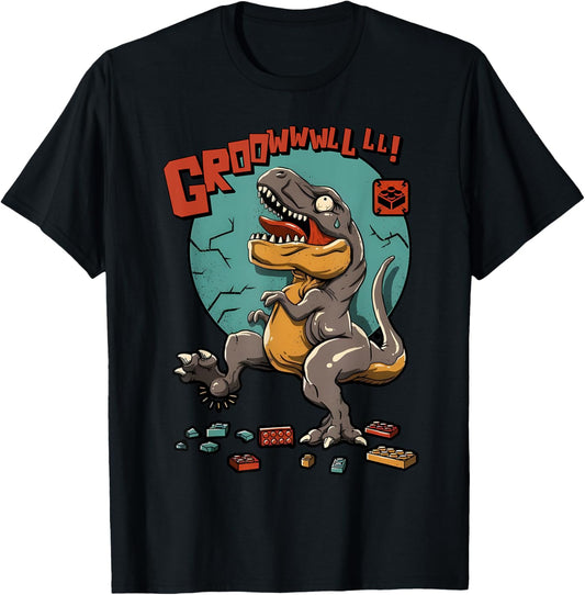 Dinosaur Builder Building Blocks Bricks Growl Dinosaur Lover T-Shirt