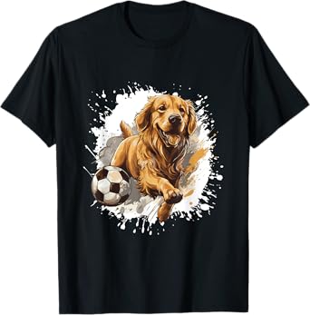 Golden Retriever Dog Playing Soccer Sports Team Animal T-Shirt