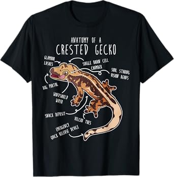 Crested Gecko Lizard Reptile Anatomy, Pet Harelquin Crestie T-Shirt