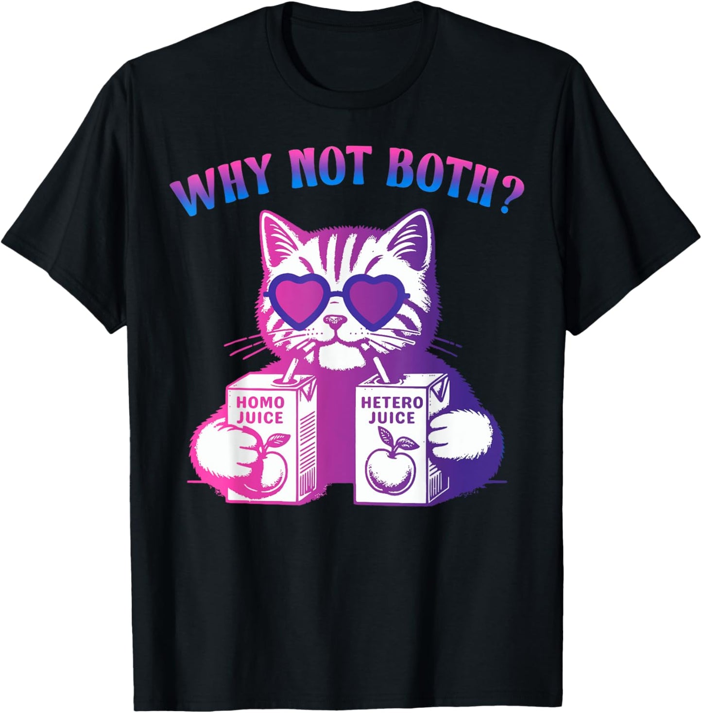 Bisexual Why Not Both Funny Cat Bi Pride Flag LGBT Men Women T-Shirt