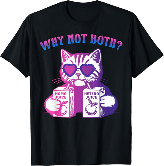 Bisexual Why Not Both Funny Cat Bi Pride Flag LGBT Men Women T-Shirt