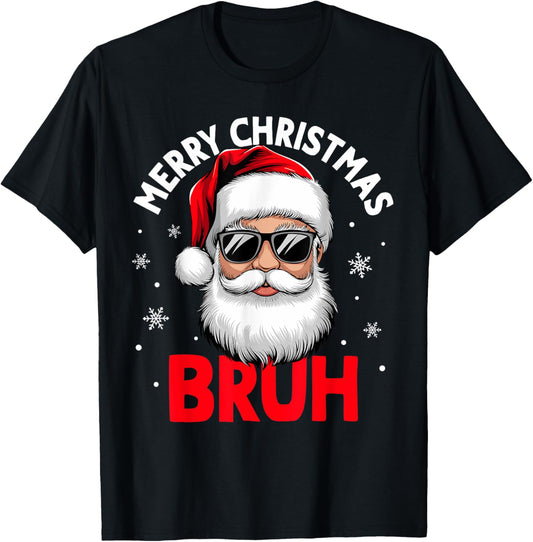 Merry Christmas Bruh Funny Santa Claus Retro Men Women Kids T-Shirt