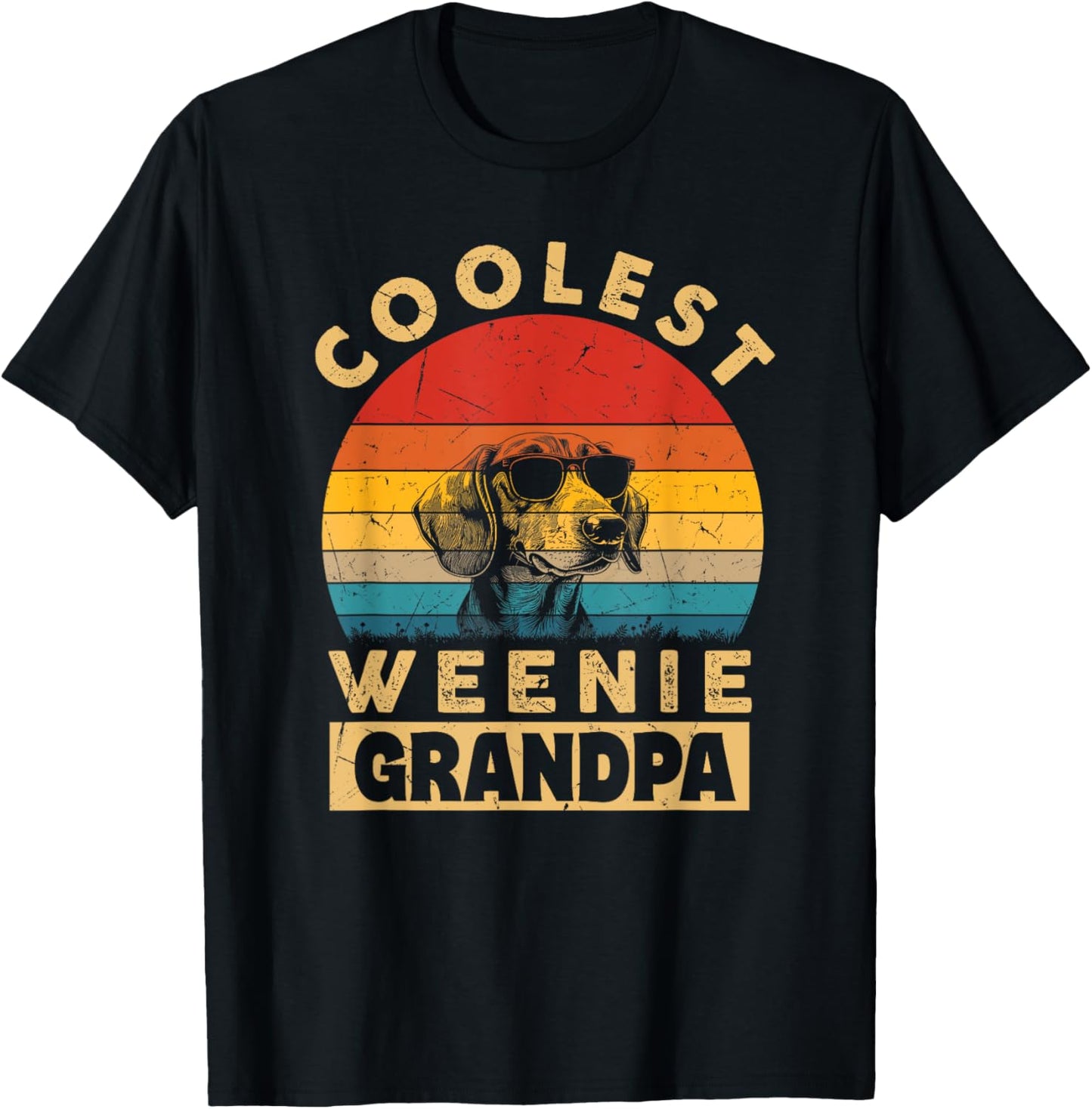 Vintage Coolest Dachshund Grandpa Gifts Weenie Dog Lover T-Shirt