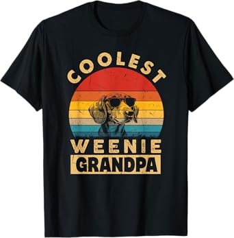 Vintage Coolest Dachshund Grandpa Gifts Weenie Dog Lover T-Shirt for Men Women Kids