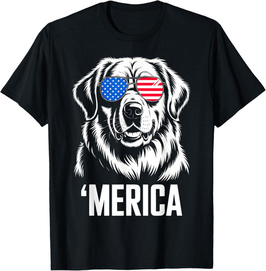 American Flag Patriotic Golden Retriever 4th Of July USA Men T-Shirt