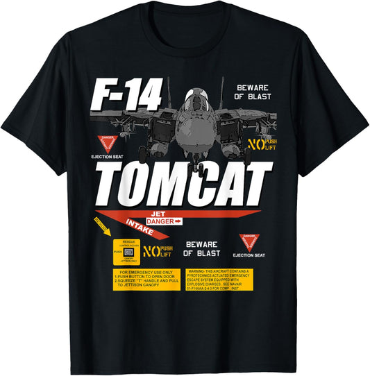 F-14 Tomcat Naval Fighter Jet Diagram Graphic T-Shirt
