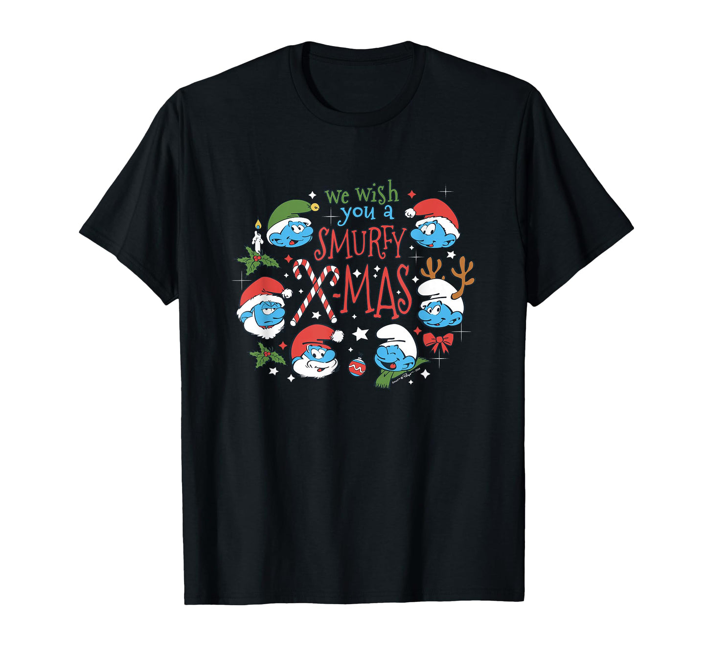 The Smurfs Christmas We Wish You A Smurfy X-Mas T-Shirt