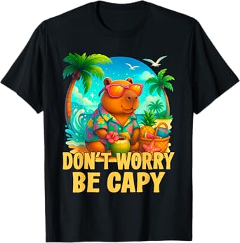 Don't Worry Be Capy Retro Capybara Lover Summer T-Shirt