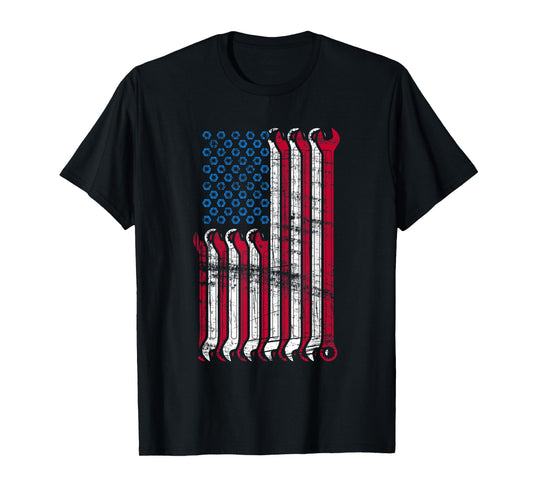 American Flag Mechanic Combination Wrenches T-Shirt Gift T-Shirt for Women Girls Kids Men