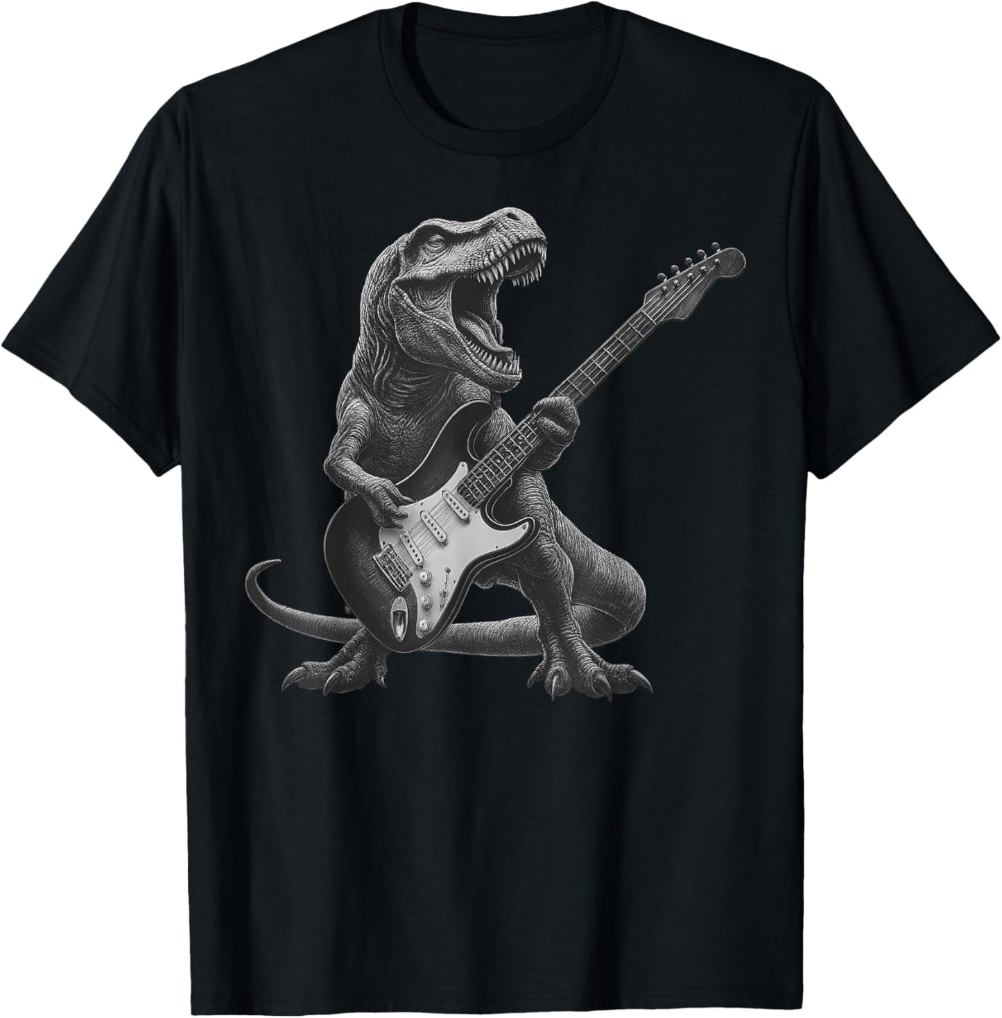 Dinosaur Playing Guitar Rock Star Rock And Roll Men Women T-Shirt