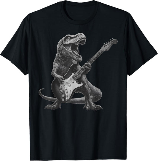 Dinosaur Playing Guitar Rock Star Rock And Roll Men Women T-Shirt